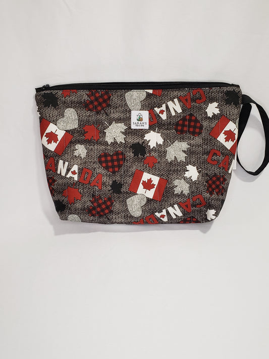 Zippered bag, Canada project bag with handle, Canada cosmetics bag, Canada small project bag, Cosmetics bag, Zippered bag with handle