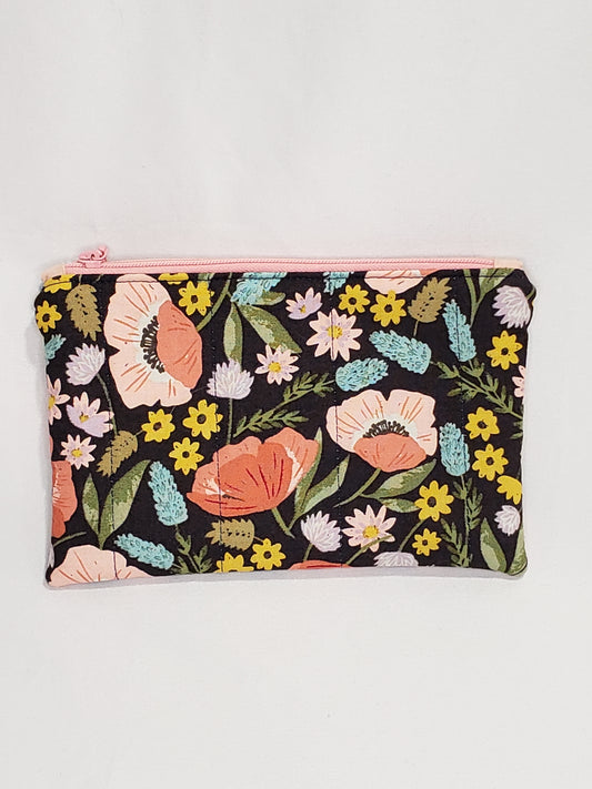 Zippered pouch, Floral notions bag/coin purse, Notions Bag, Zippered purse, Colourful zippered pouch, Colourful coin bag