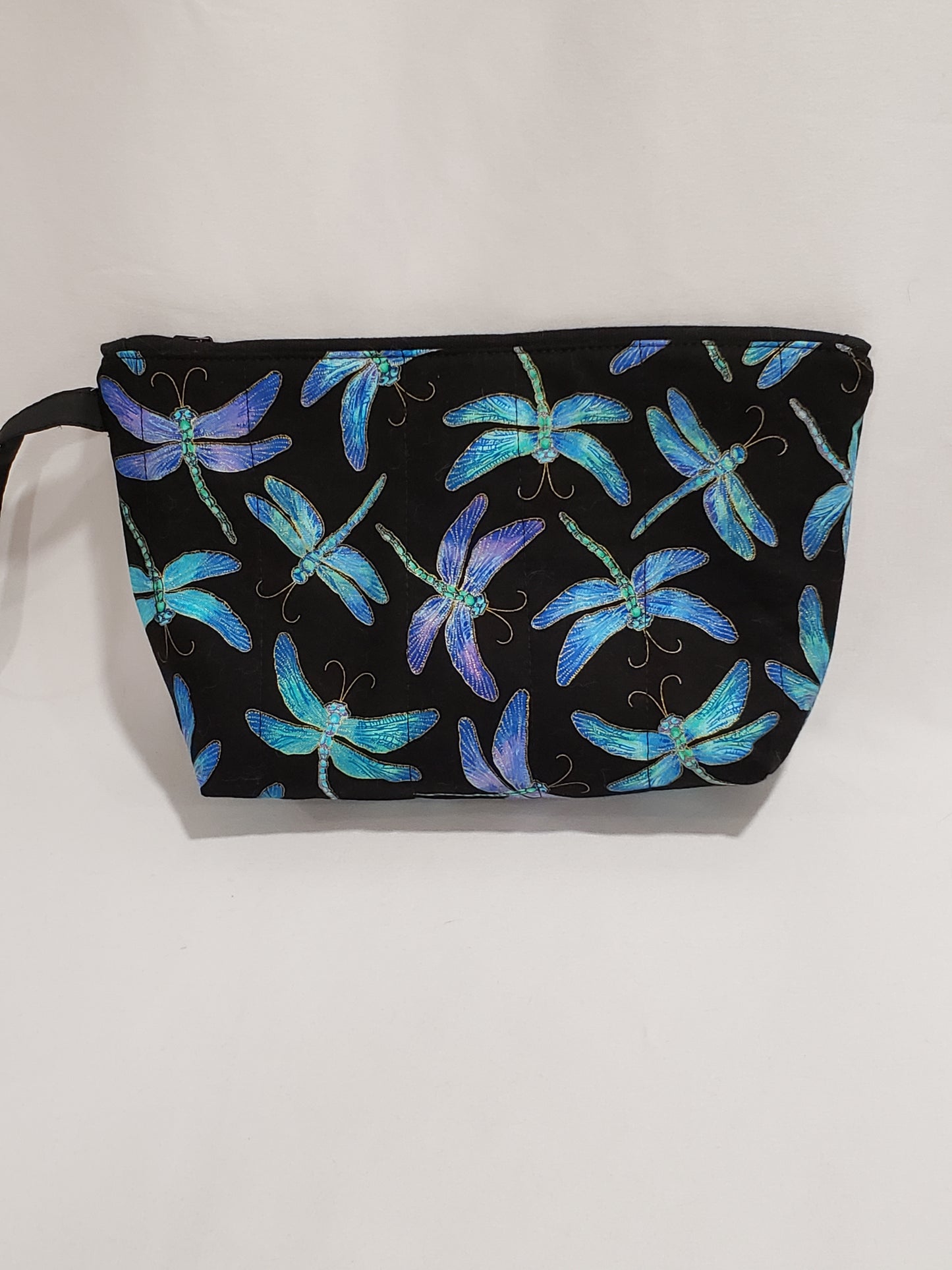 Zippered bag, Small project bag with handle, Dragonfly cosmetics bag, Dragonfly small project bag, Cosmetics bag, Zippered bag with handle