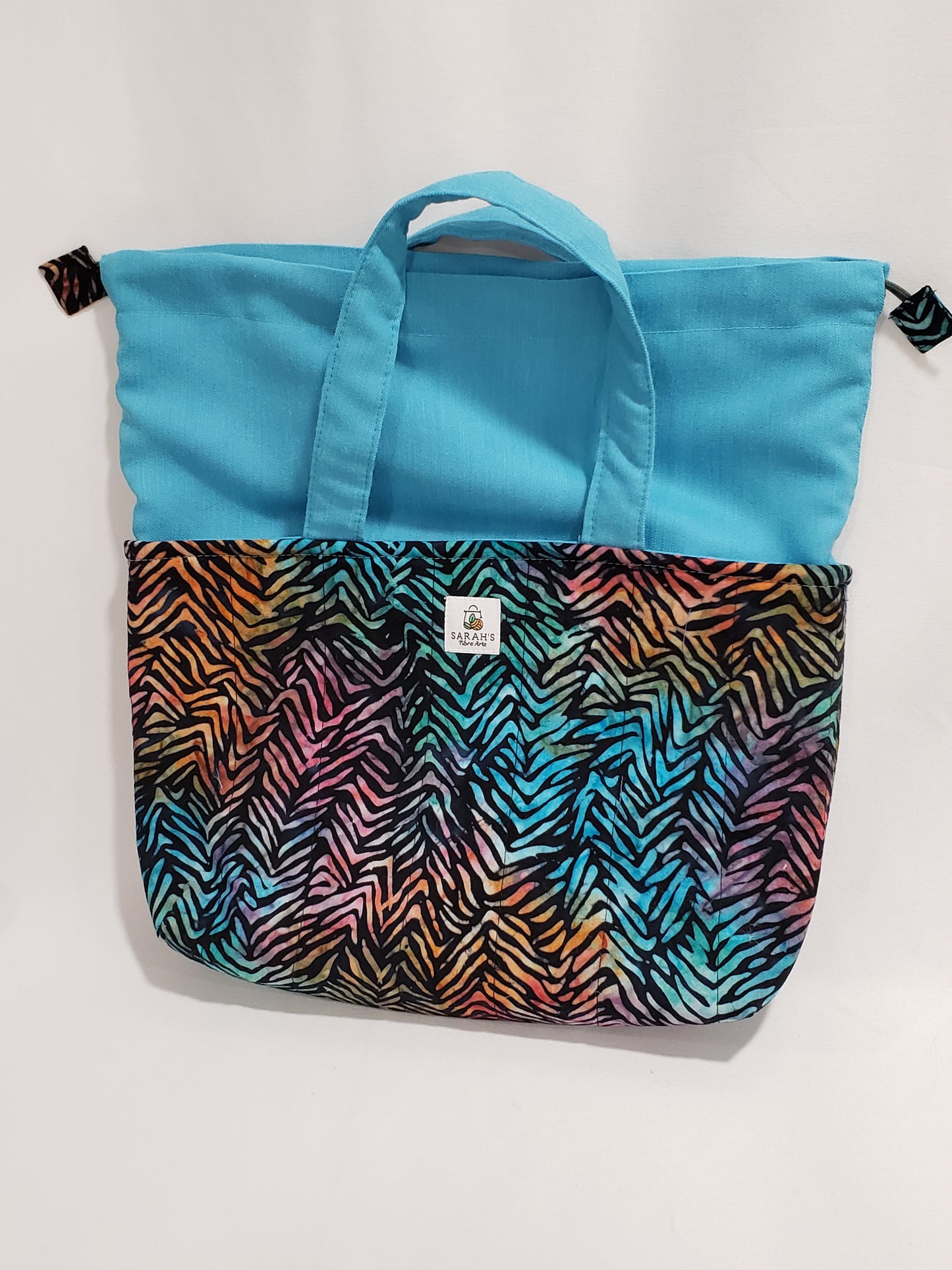 Drawstring project bag, Black Drawstring project bag, Turquoise Drawstring Bag, Drawstring Bag, Project Bag