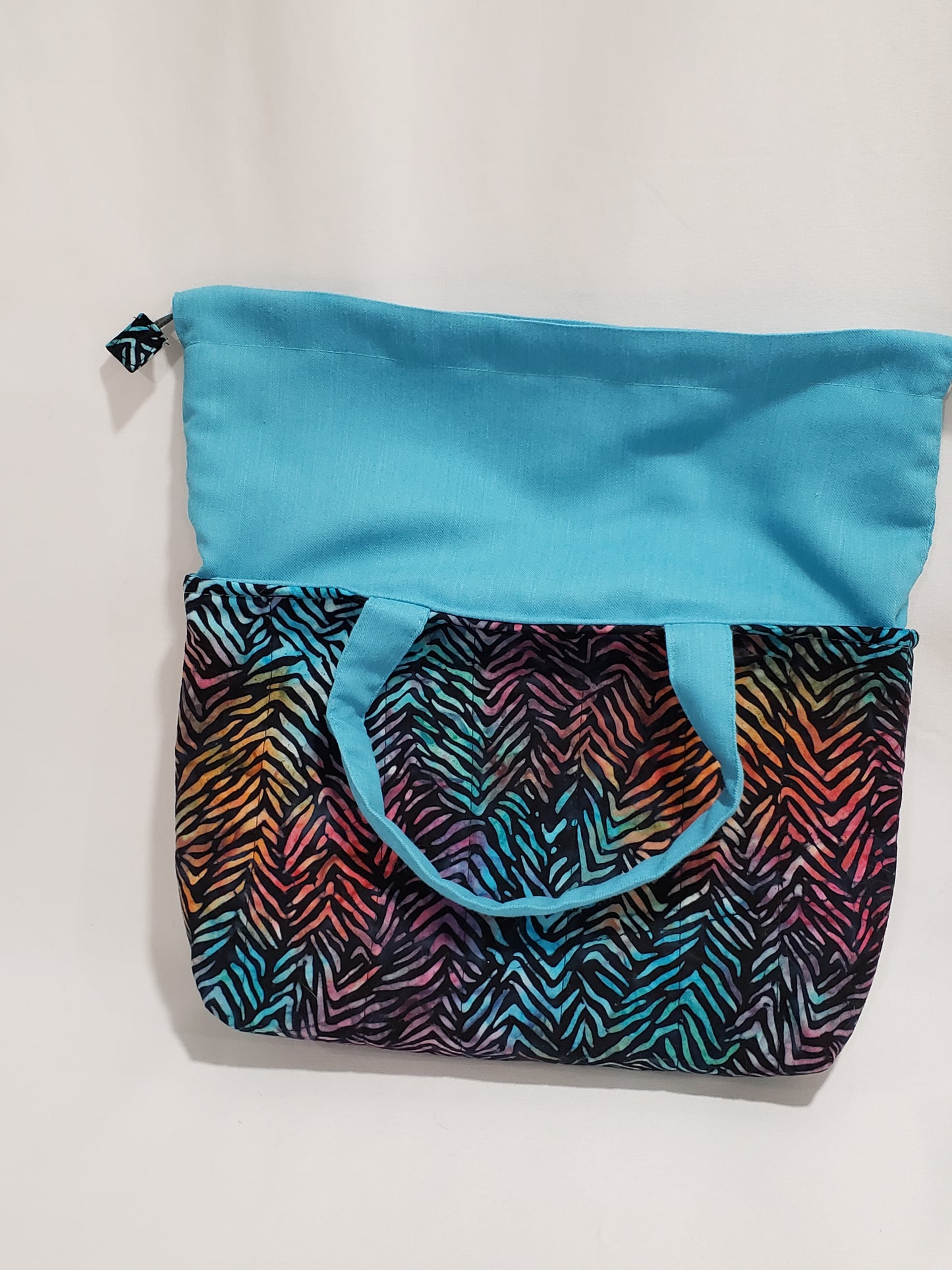 Drawstring project bag, Black Drawstring project bag, Turquoise Drawstring Bag, Drawstring Bag, Project Bag