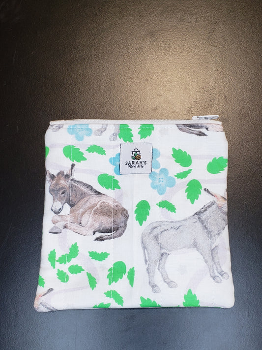 Zippered pouch, Donkey Notions pouch, Coin Purse, Notions Pouch, Donkey Coin Purse, Donkey Zippered Pouch