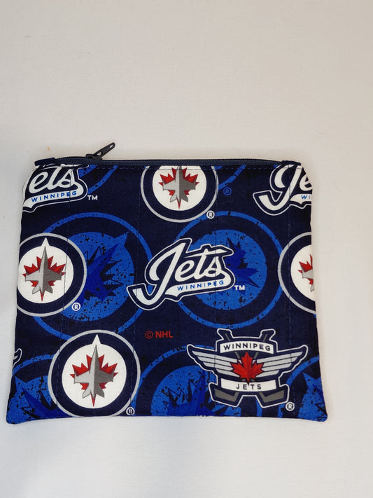 Zippered pouch, Jets Notions Pouch, Jets Coin Purse, Winnipeg Zippered Pouch