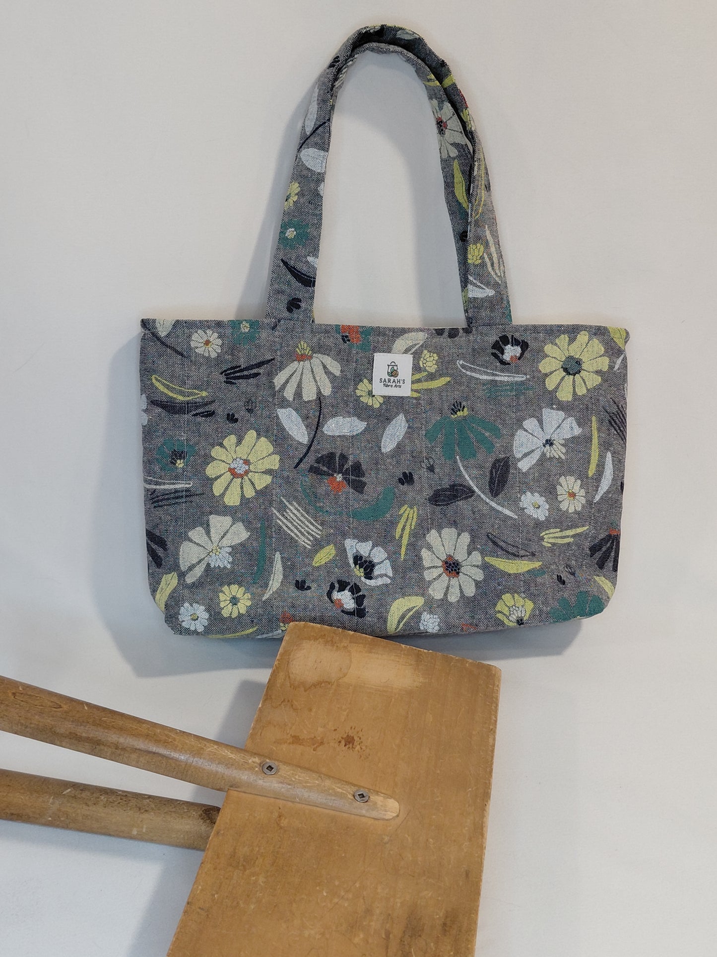 Hand Comb bag, Floral Hand Comb Bag, Floral Bag, Bag for Spinners Hand Combs, Grey Comb bag