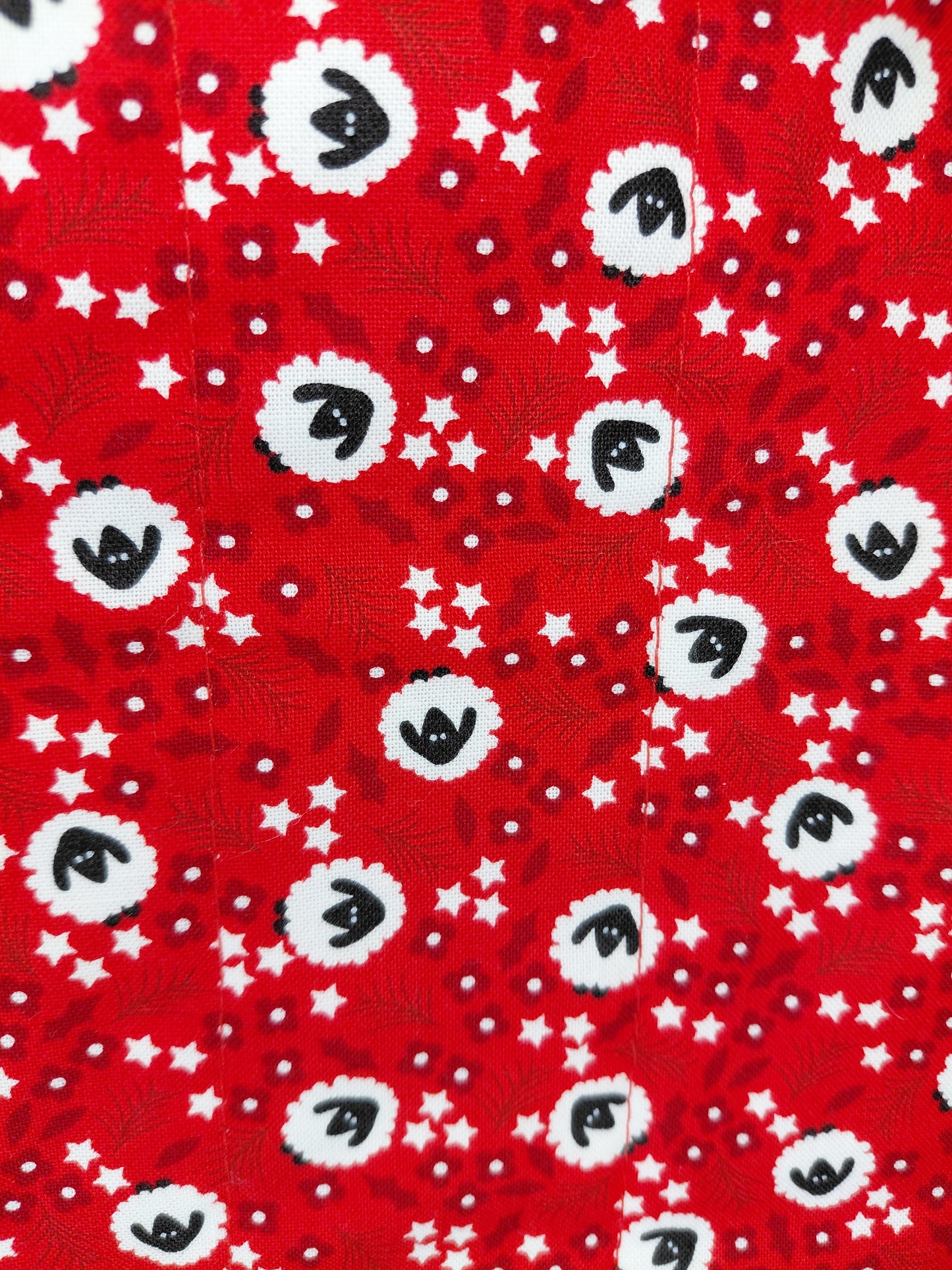 Tote bag, Red and Black Sheep Tote Bag, Quilted Tote Bag, Sheep Tote Bag