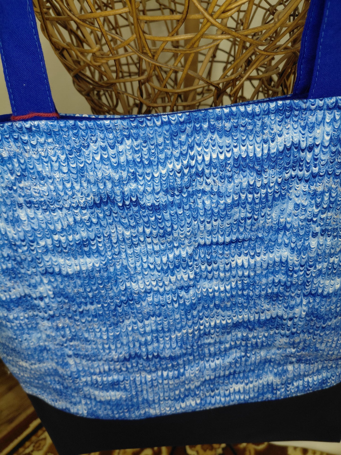 Tote Bag, Blue Tote Bag, Quilted Tote Bag, Sparkly Tote Bag
