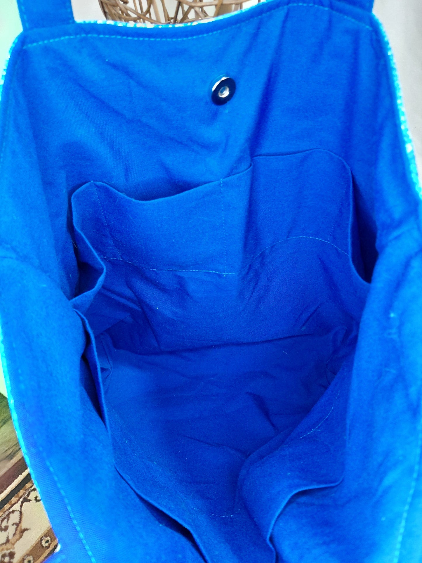 Tote Bag, Blue Tote Bag, Quilted Tote Bag, Sparkly Tote Bag