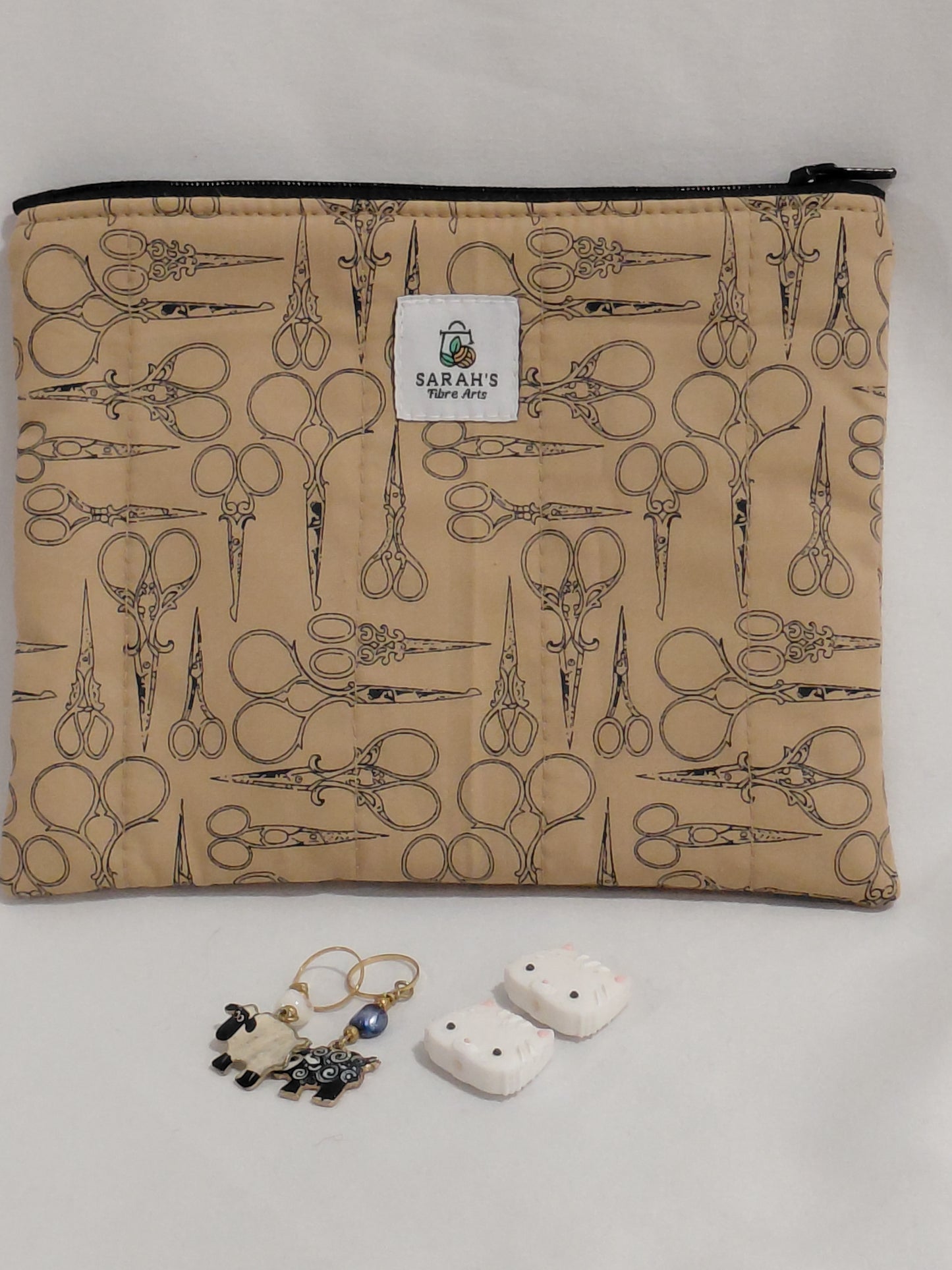 Zippered pouch, Scissors notes notions bag/coin purse, Sewing Notions Bag, Scissors Zippered purse, Scissors zippered pouch, Sewing coin bag