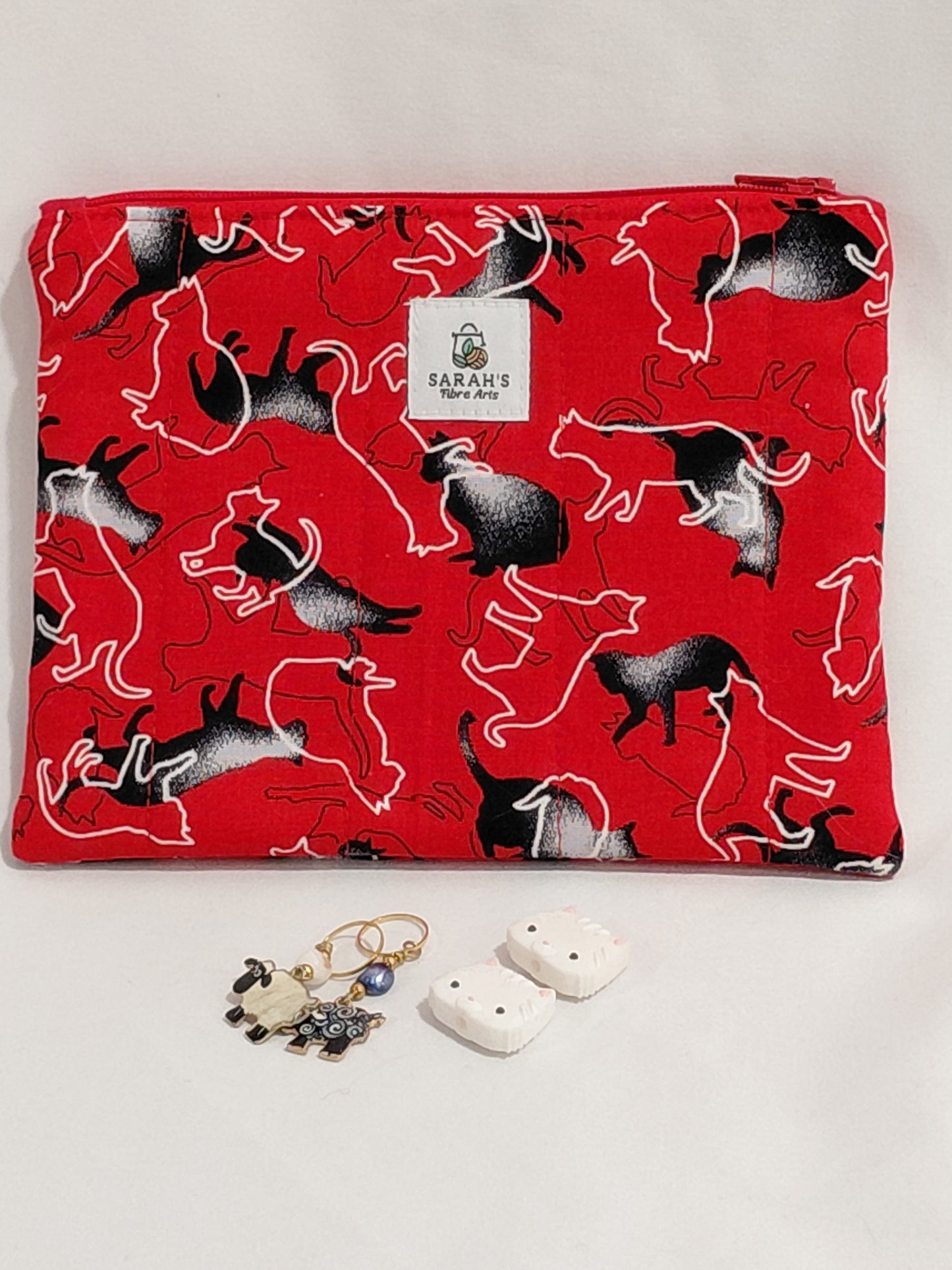Zippered pouch, Cats notions bag, Cat coin purse, cat coin pouch, colourful cats bag, exotic cats bag