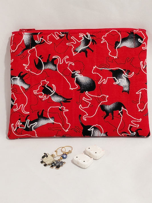 Zippered pouch, Cats notions bag, Cat coin purse, cat coin pouch, colourful cats bag, exotic cats bag