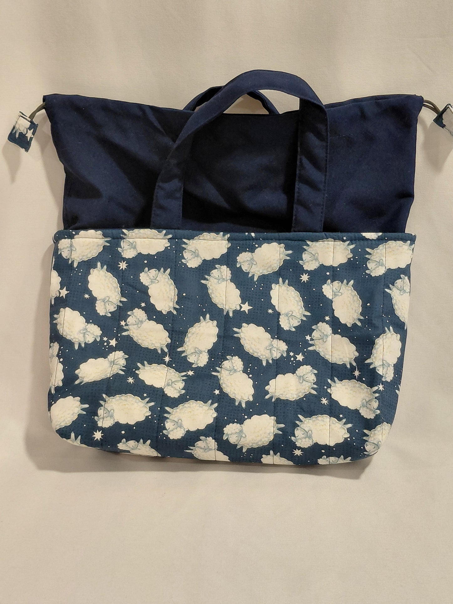 Drawstring project bag, Sheep Drawstring project bag, Sheep Drawstring Bag, Navy Drawstring Bag, Sheep Project Bag